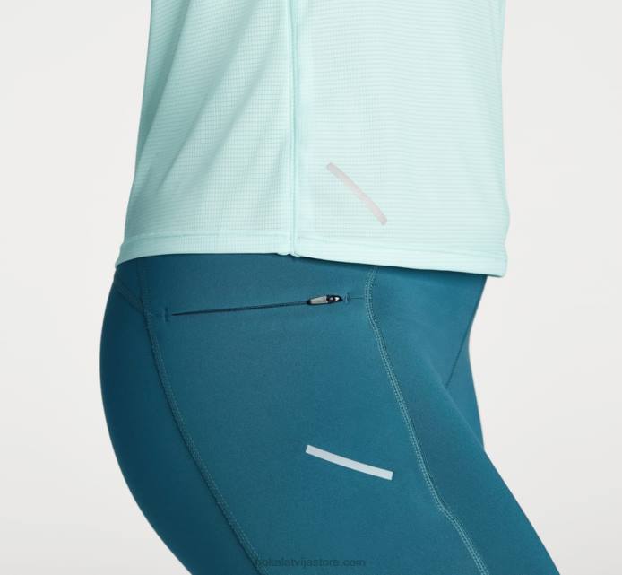 sievietes 064D353 slīdošām īsām piedurknēm Hoka zils stikls