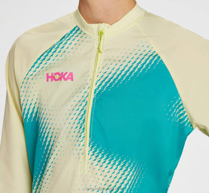 sievietes 064D372 1/2 rāvējslēdzēja vēja apvalks Hoka zeltaini dzeltens