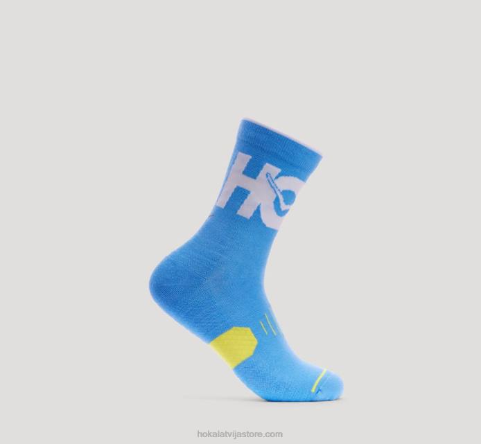 sievietes 064D389 crew run zeķe Hoka dīva zila/citrusa